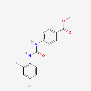 molecular formula C16H14ClFN2O3 B5818414 ETHYL 4-{[(4-CHLORO-2-FLUOROANILINO)CARBONYL]AMINO}BENZOATE 