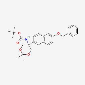 molecular formula C28H33NO5 B581863 tert-Butyl (5-(6-(benzyloxy)naphthalen-2-yl)-2,2-dimethyl-1,3-dioxan-5-yl)carbamate CAS No. 1225347-14-7