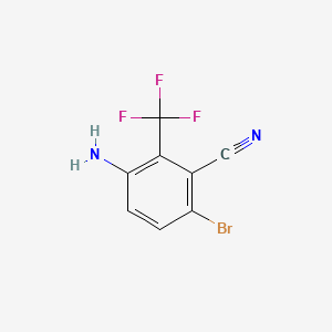 molecular formula C8H4BrF3N2 B581875 3-Amino-6-bromo-2-(trifluoromethyl)benzonitrile CAS No. 1805250-35-4