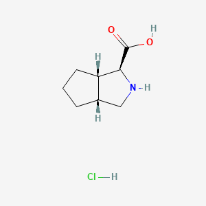 molecular formula C8H14ClNO2 B581885 (1S,3aR,6aS)-Octahydrocyclopenta[c]pyrrole-1-carboxylic acid hydrochloride CAS No. 1205676-44-3