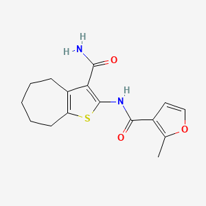 molecular formula C16H18N2O3S B5818893 N-{3-CARBAMOYL-4H5H6H7H8H-CYCLOHEPTA[B]THIOPHEN-2-YL}-2-METHYLFURAN-3-CARBOXAMIDE 