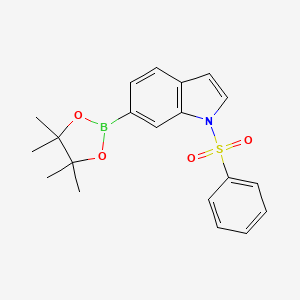 molecular formula C20H22BNO4S B581897 1-(Phenylsulfonyl)-6-(4,4,5,5-tetramethyl-1,3,2-dioxaborolan-2-yl)-1H-indole CAS No. 1333344-24-3