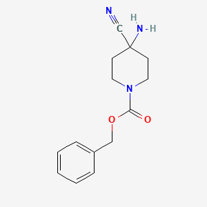 molecular formula C14H17N3O2 B581924 Benzyl 4-amino-4-cyanopiperidine-1-carboxylate CAS No. 331281-15-3