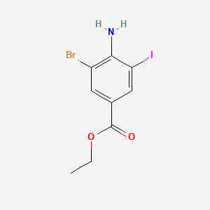 molecular formula C9H9BrINO2 B581944 Ethyl 4-amino-3-bromo-5-iodobenzoate CAS No. 437707-51-2