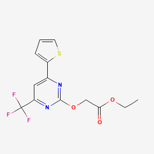 molecular formula C13H11F3N2O3S B5819525 ETHYL 2-{[4-(THIOPHEN-2-YL)-6-(TRIFLUOROMETHYL)PYRIMIDIN-2-YL]OXY}ACETATE 