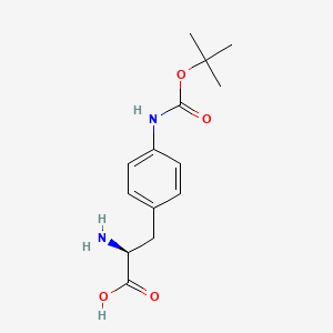 molecular formula C14H20N2O4 B581975 (2S)-2-Amino-3-(4-[(tert-butoxy)carbonylamino]phenyl)propanoic acid CAS No. 74578-48-6