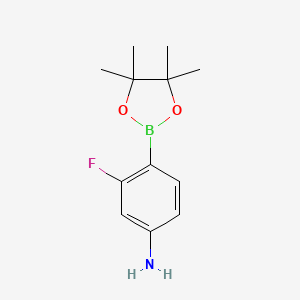molecular formula C12H17BFNO2 B581986 4-AMINO-2-FLUOROPHENYLBORONIC ACID PINACOL ESTER CAS No. 819057-45-9