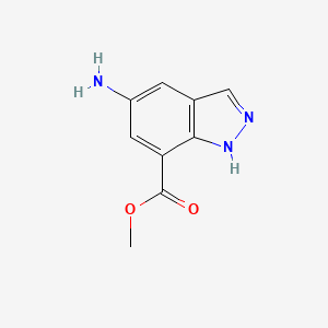molecular formula C9H9N3O2 B582010 Methyl 5-amino-1H-indazole-7-carboxylate CAS No. 885272-08-2