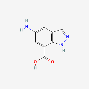 molecular formula C8H7N3O2 B582011 5-氨基-1H-吲唑-7-羧酸 CAS No. 885272-13-9
