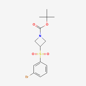 molecular formula C14H18BrNO4S B582025 N-BOC-3-[(3-Bromobenzene)sulfonyl]azetidine CAS No. 887593-56-8