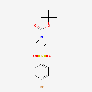 molecular formula C14H18BrNO4S B582026 叔丁基 3-((4-溴苯基)磺酰基)氮杂环丁烷-1-羧酸酯 CAS No. 887593-59-1