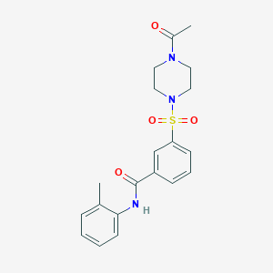 molecular formula C20H23N3O4S B5820307 3-[(4-acetylpiperazin-1-yl)sulfonyl]-N-(2-methylphenyl)benzamide 