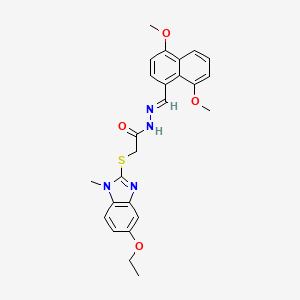 molecular formula C25H26N4O4S B5820399 N-[(E)-(4,8-dimethoxynaphthalen-1-yl)methylideneamino]-2-(5-ethoxy-1-methylbenzimidazol-2-yl)sulfanylacetamide 