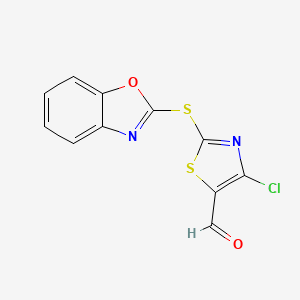 molecular formula C11H5ClN2O2S2 B582050 4-氯-2-(2-苯并噁唑基硫基)-5-噻唑甲醛 CAS No. 914348-74-6