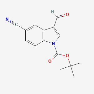 molecular formula C15H14N2O3 B582052 1-Boc-5-Cyano-3-formylindole CAS No. 914348-93-9