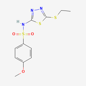 molecular formula C11H13N3O3S3 B5820680 N-[5-(ethylsulfanyl)-1,3,4-thiadiazol-2-yl]-4-methoxybenzenesulfonamide 