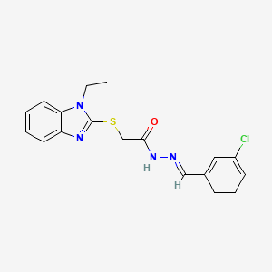 molecular formula C18H17ClN4OS B5820771 N'-[(E)-(3-chlorophenyl)methylidene]-2-[(1-ethyl-1H-benzimidazol-2-yl)sulfanyl]acetohydrazide 