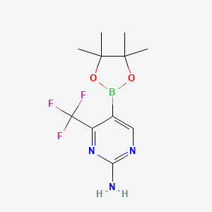 molecular formula C11H15BF3N3O2 B582079 5-(4,4,5,5-Tetramethyl-1,3,2-dioxaborolan-2-yl)-4-(trifluoromethyl)pyrimidin-2-amine CAS No. 944401-58-5