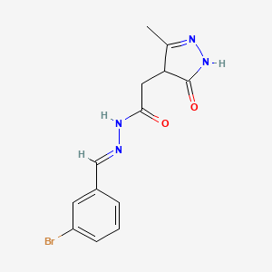 molecular formula C13H13BrN4O2 B5820801 N'-[(E)-(3-bromophenyl)methylidene]-2-(3-methyl-5-oxo-4,5-dihydro-1H-pyrazol-4-yl)acetohydrazide 