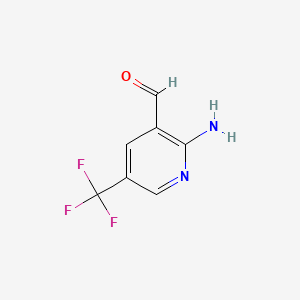 molecular formula C7H5F3N2O B582083 2-Amino-5-(trifluoromethyl)nicotinaldehyde CAS No. 944904-70-5