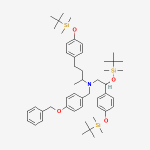 molecular formula C50H77NO4Si3 B582108 N-[2-[Tert-butyl(dimethyl)silyl]oxy-2-[4-[tert-butyl(dimethyl)silyl]oxyphenyl]ethyl]-4-[4-[tert-butyl(dimethyl)silyl]oxyphenyl]-N-[(4-phenylmethoxyphenyl)methyl]butan-2-amine CAS No. 1797130-49-4