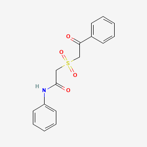 molecular formula C16H15NO4S B5821329 Acetamide, 2-[(2-oxo-2-phenylethyl)sulfonyl]-N-phenyl- CAS No. 61883-81-6