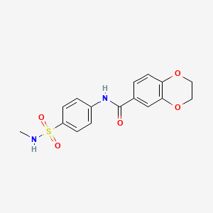 molecular formula C16H16N2O5S B5821351 N-[4-(methylsulfamoyl)phenyl]-2,3-dihydro-1,4-benzodioxine-6-carboxamide 