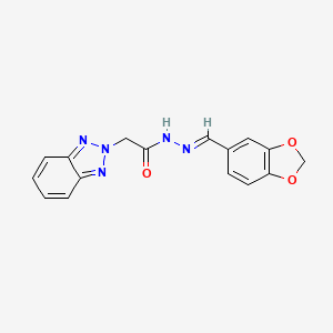 molecular formula C16H13N5O3 B5821569 N'~1~-[(E)-1-(1,3-BENZODIOXOL-5-YL)METHYLIDENE]-2-(2H-1,2,3-BENZOTRIAZOL-2-YL)ACETOHYDRAZIDE 