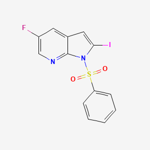 molecular formula C13H8FIN2O2S B582174 5-Fluoro-2-iodo-1-(phenylsulfonyl)-1H-pyrrolo[2,3-b]pyridine CAS No. 1227268-55-4