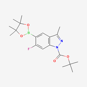 molecular formula C19H26BFN2O4 B582193 tert-butyl 6-fluoro-3-methyl-5-(4,4,5,5-tetramethyl-1,3,2-dioxaborolan-2-yl)-1H-indazole-1-carboxylate CAS No. 1333222-21-1
