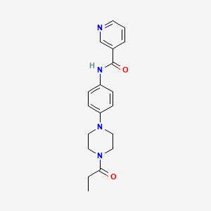 molecular formula C19H22N4O2 B5821949 N-[4-(4-propanoylpiperazin-1-yl)phenyl]pyridine-3-carboxamide 