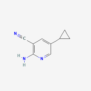 molecular formula C9H9N3 B582207 2-Amino-5-cyclopropylnicotinonitrile CAS No. 1211582-73-8