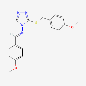 molecular formula C18H18N4O2S B5822157 N-(3-((4-Methoxybenzyl)thio)-4H-1,2,4-triazol-4-yl)-1-(4-methoxyphenyl)methanimine 