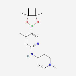 molecular formula C18H30BN3O2 B582245 4-Methyl-n-(1-methylpiperidin-4-yl)-5-(4,4,5,5-tetramethyl-1,3,2-dioxaborolan-2-yl)pyridin-2-amine CAS No. 1353718-70-3