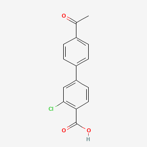 molecular formula C15H11ClO3 B582272 4-(4-乙酰基苯基)-2-氯苯甲酸 CAS No. 1261938-19-5