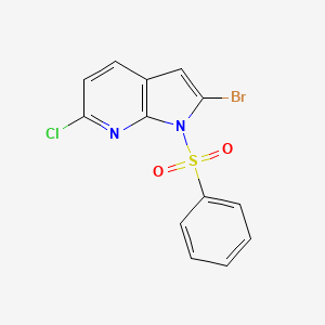 B582287 1-(Phenylsulphonyl)-6-chloro-2-bromo-7-azaindole CAS No. 1227268-66-7