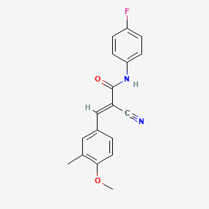 molecular formula C18H15FN2O2 B5822945 (E)-2-cyano-N-(4-fluorophenyl)-3-(4-methoxy-3-methylphenyl)prop-2-enamide 