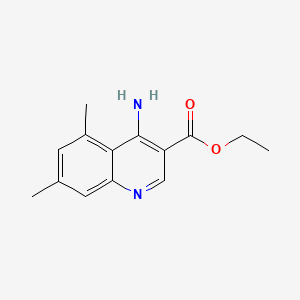 molecular formula C14H16N2O2 B582296 Ethyl 4-amino-5,7-dimethylquinoline-3-carboxylate CAS No. 1242260-33-8