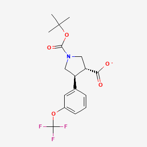 molecular formula C17H20F3NO5 B582298 (3R,4S)-1-[(2-methylpropan-2-yl)oxycarbonyl]-4-[3-(trifluoromethoxy)phenyl]pyrrolidine-3-carboxylate CAS No. 1255934-39-4