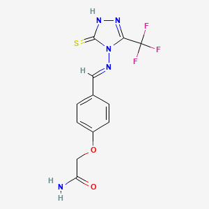 molecular formula C12H10F3N5O2S B5822980 2-[4-({[3-SULFANYL-5-(TRIFLUOROMETHYL)-4H-1,2,4-TRIAZOL-4-YL]IMINO}METHYL)PHENOXY]ACETAMIDE 