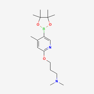 molecular formula C17H29BN2O3 B582300 N,N-Dimethyl-3-[4-methyl-5-(4,4,5,5-tetramethyl-1,3,2-dioxaborolan-2-yl)pyridin-2-yl]oxypropan-1-amine CAS No. 1351380-84-1