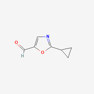 molecular formula C7H7NO2 B582301 2-环丙基恶唑-5-甲醛 CAS No. 1267443-15-1