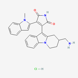 molecular formula C26H25ClN4O2 B582315 3-(8-(aminomethyl)-6,7,8,9-tetrahydropyrido[1,2-a]indol-10-yl)-4-(1-methyl-1H-indol-2-yl)-1H-pyrrole-2,5-dione hydrochloride CAS No. 1241725-87-0