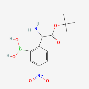molecular formula C12H17BN2O6 B582326 [2-(1-Amino-2-tert-butoxy-2-oxoethyl)-5-nitrophenyl]boronic acid CAS No. 1217500-84-9