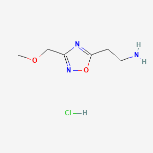 molecular formula C6H12ClN3O2 B582330 2-[3-(Methoxymethyl)-1,2,4-oxadiazol-5-YL]ethanamine hydrochloride CAS No. 1227465-69-1