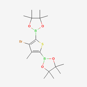 molecular formula C17H27B2BrO4S B582359 3-Bromo-4-methylthiophene-2,5-diboronic acid, pinacol ester CAS No. 1256360-34-5