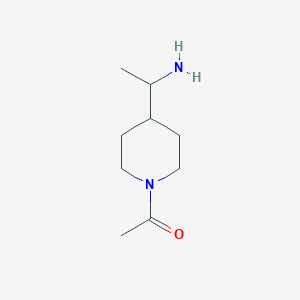 molecular formula C9H18N2O B582361 1-{4-[(1R)-1-aminoethyl]piperidin-1-yl}ethan-1-one CAS No. 1268522-23-1