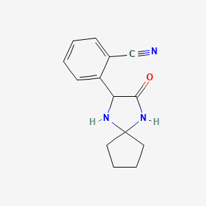 molecular formula C14H15N3O B582372 2-(3-Oxo-1,4-diazaspiro[4.4]non-2-yl)benzonitrile CAS No. 1272755-94-8