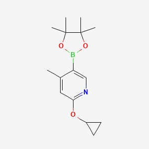 molecular formula C15H22BNO3 B582407 2-Cyclopropoxy-4-methyl-5-(4,4,5,5-tetramethyl-1,3,2-dioxaborolan-2-yl)pyridine CAS No. 1354910-96-5