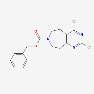 molecular formula C16H15Cl2N3O2 B582413 Benzyl 2,4-dichloro-8,9-dihydro-5H-pyrimido-[4,5-d]azepine-7(6H)-carboxylate CAS No. 1207362-38-6